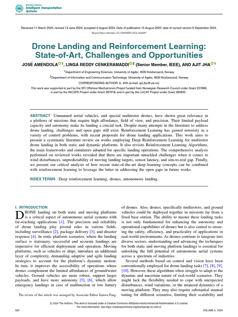 Drone Landing and Reinforcement Learning State-Of-Art Challenges and ...
