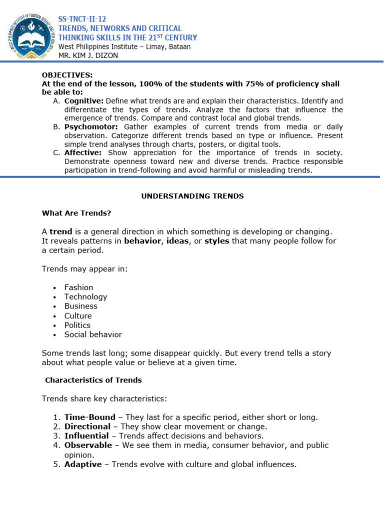 Understanding 21st Century Trends | PDF | Behavior | Liberal Arts Education