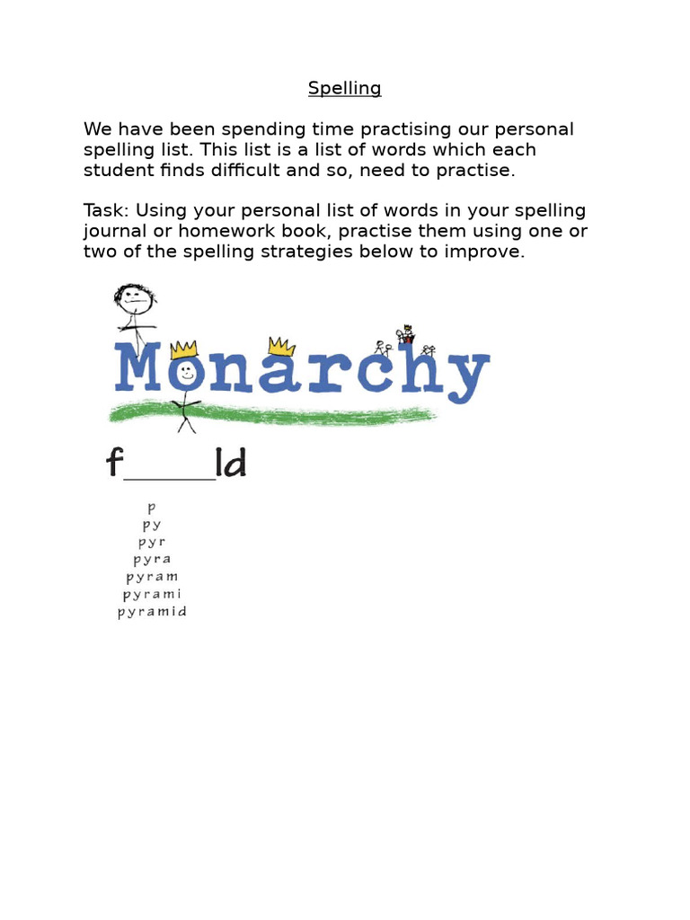 Personal Spelling Practice Strategies | PDF