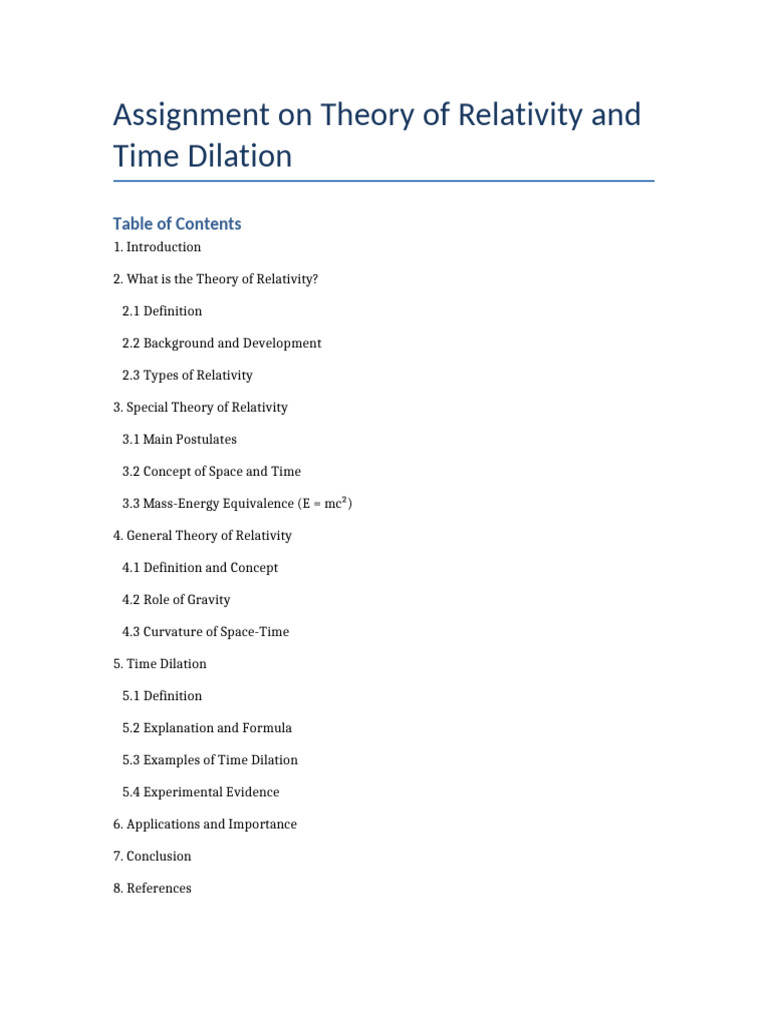 Theory of Relativity & Time Dilation Guide | PDF | Theory Of Relativity ...