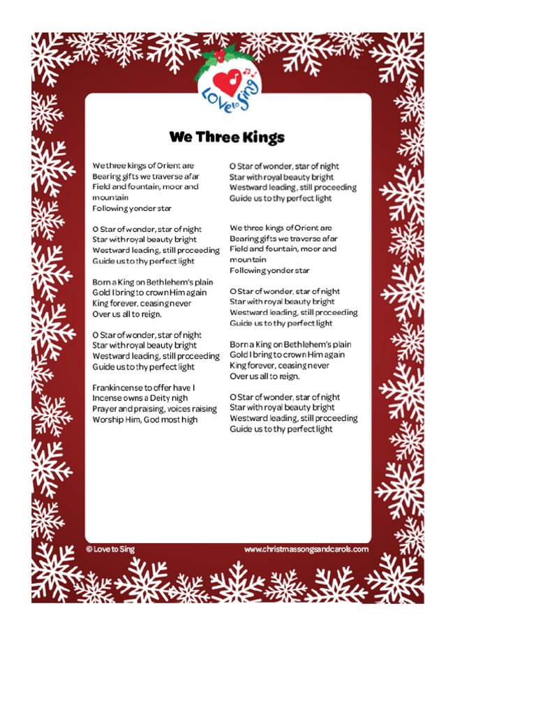 We Three Kings, Lyrics | PDF