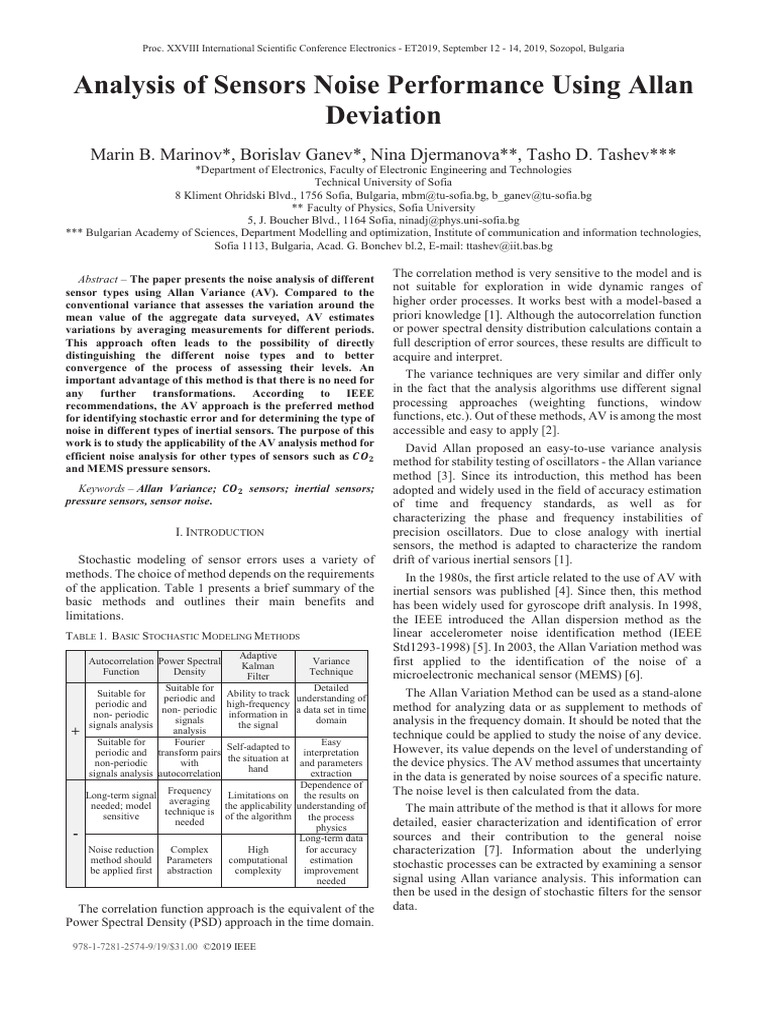 Analysis of Sensors Noise Performance Using Allan Deviation | PDF ...