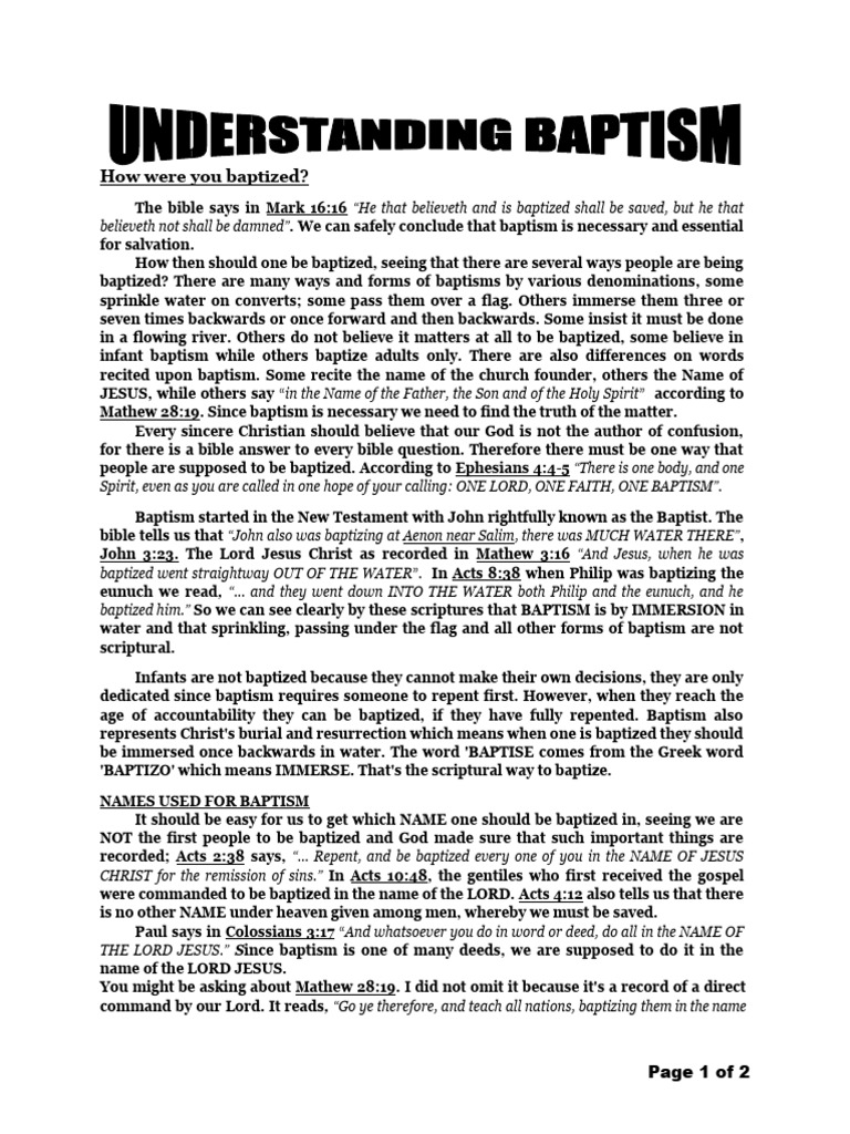Biblical Guidelines for Baptism | PDF | Baptism | Jesus