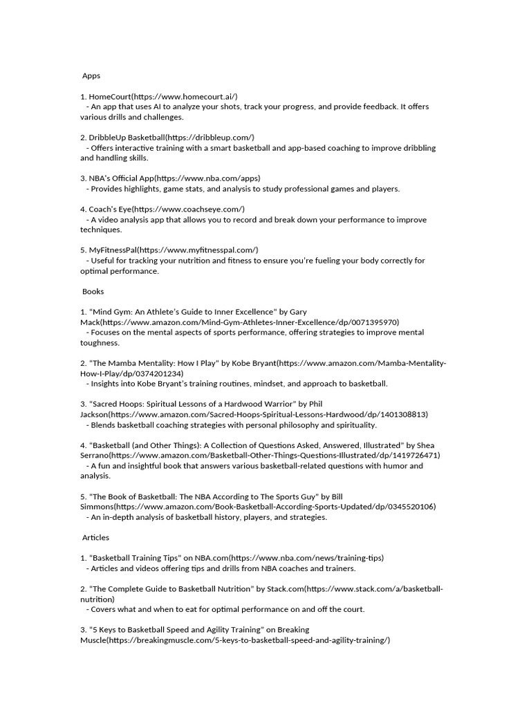 Essential Basketball Training Resources | PDF | Basketball Positions ...