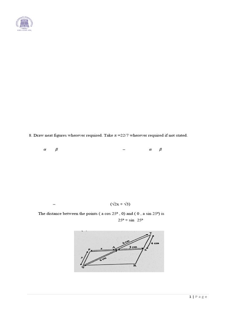 Maths Standard 041 CE QP Set 1 Copy | PDF | Area | Circle