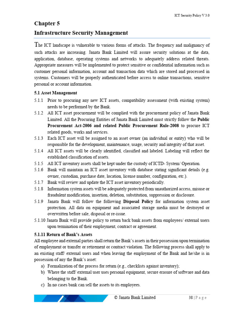 Janata Bank ICT Security Policy Overview | PDF | Security | Computer ...