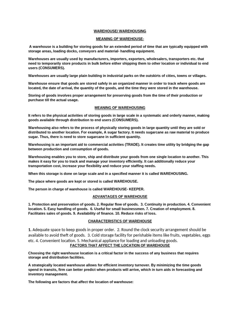 Understanding Warehousing and Its Benefits | PDF | Warehouse | Market ...