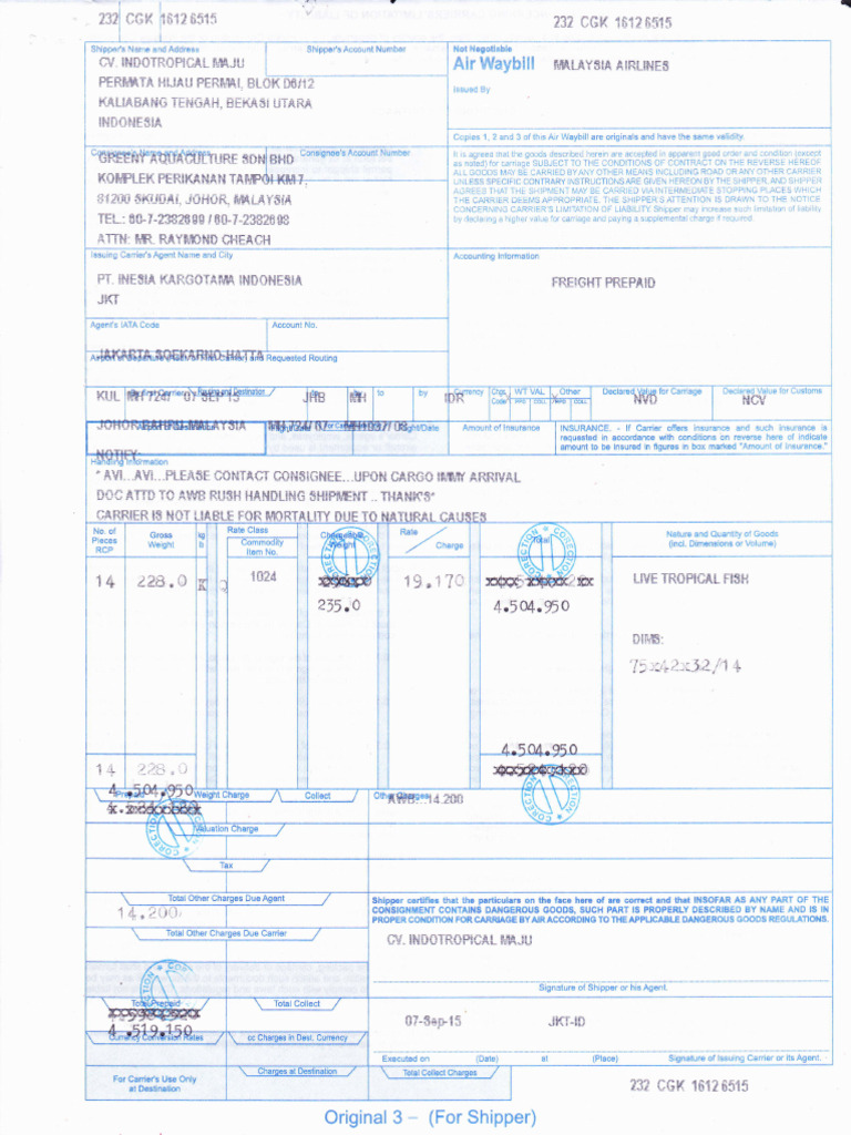 Air Waybill Document Overview | PDF