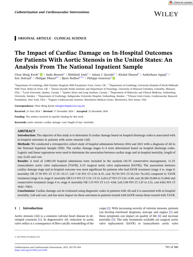 Cathet Cardio Intervent - 2025 - Kwok - The Impact of Cardiac Damage on ...