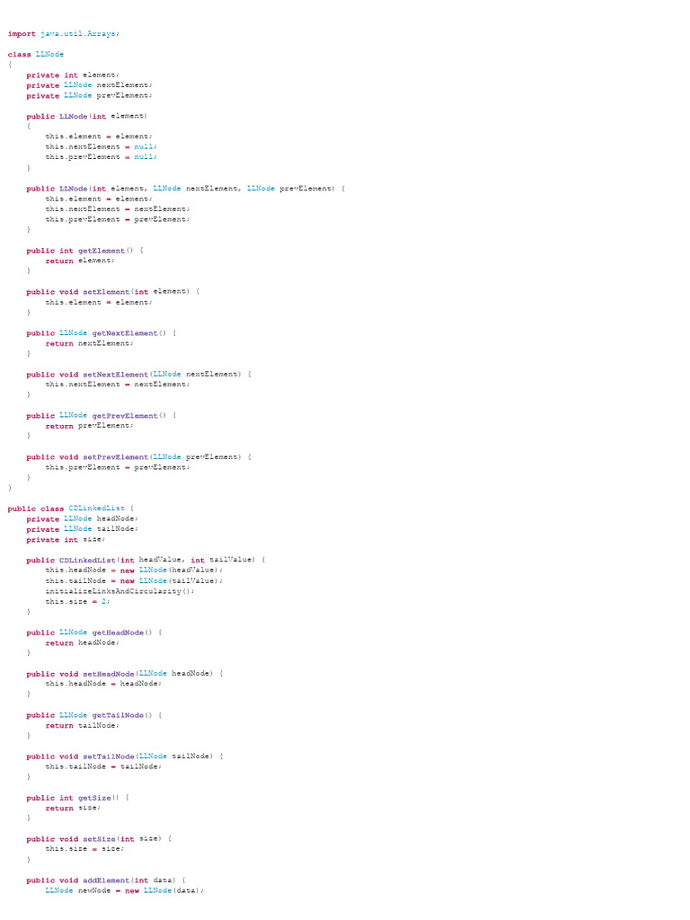 Java Circular Doubly Linked List Implementation | PDF | Computer ...