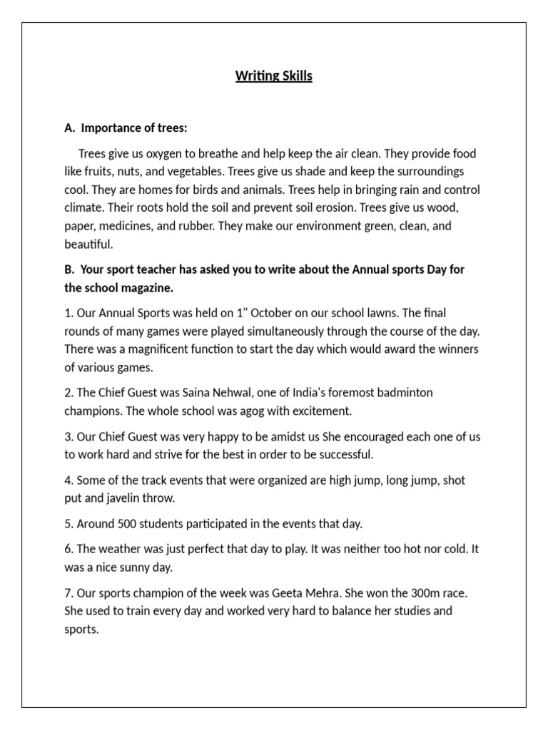 Writing 4th Std | PDF