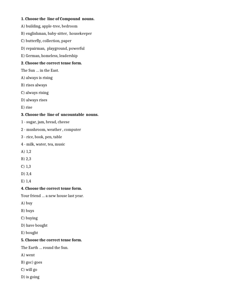 English Grammar Practice Quiz | PDF | Semantic Units | Linguistic ...