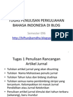 Tugas Penulisan Perkuliahan Bahasa Indonesia Di Blog