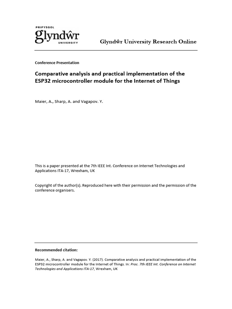 ESP32 Microcontroller for IoT Analysis | PDF | Analog To Digital ...