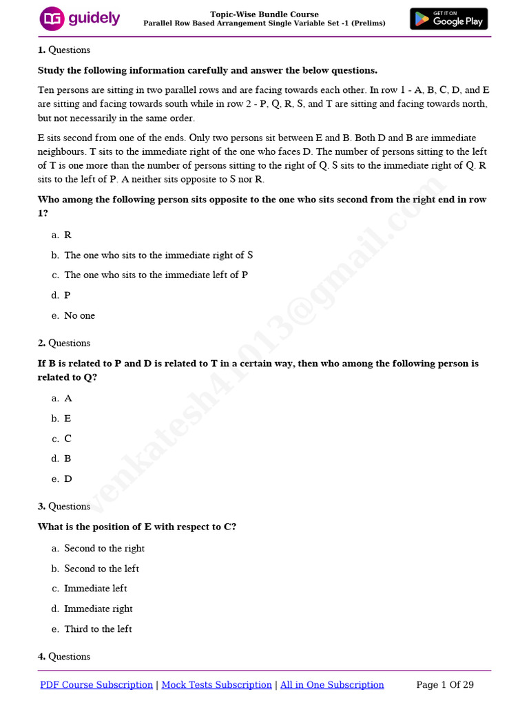 Parallel Row Arrangement Questions PDF | PDF | Chess | Chess Theory