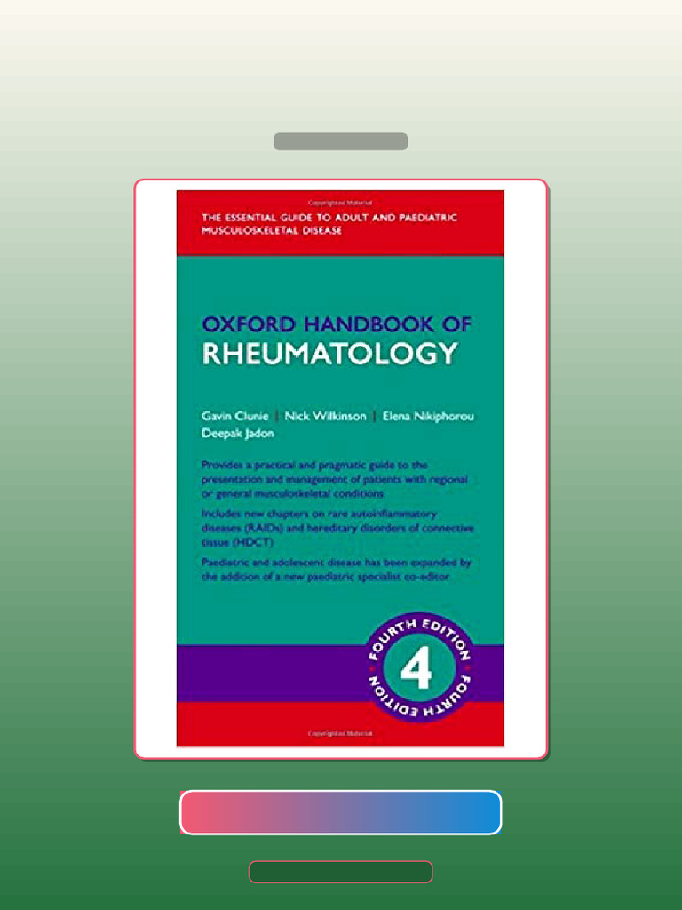 Test Bank for Oxford Handbook of Rheumatology 4E by Gavin Clunie Nick ...
