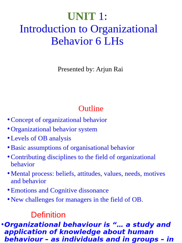 Introduction to Organizational Behavior | PDF | Organizational Behavior ...