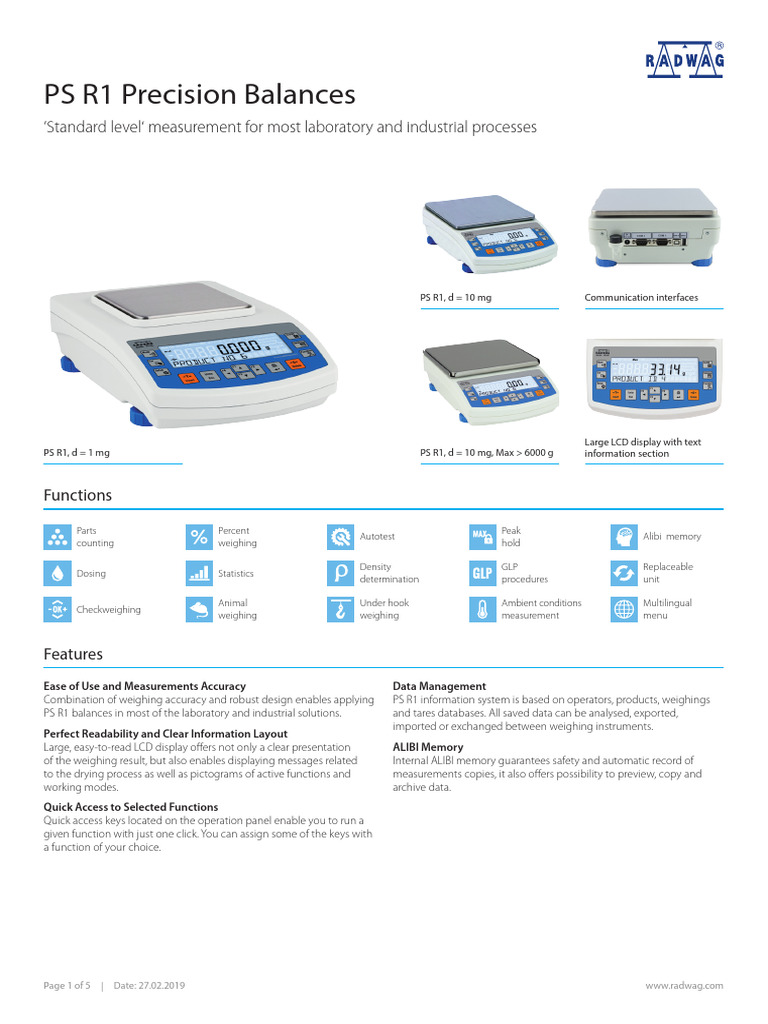 PS R1 Precision Balances Overview | PDF | Backlight | Printer (Computing)