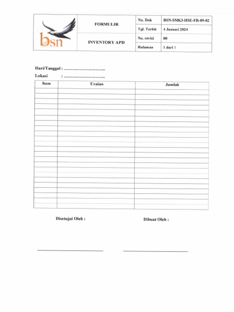 Formulir Inventory APD | PDF