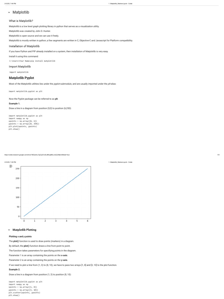 Matplotlib Basics: Installation & Plotting | PDF | Color | Cartesian ...