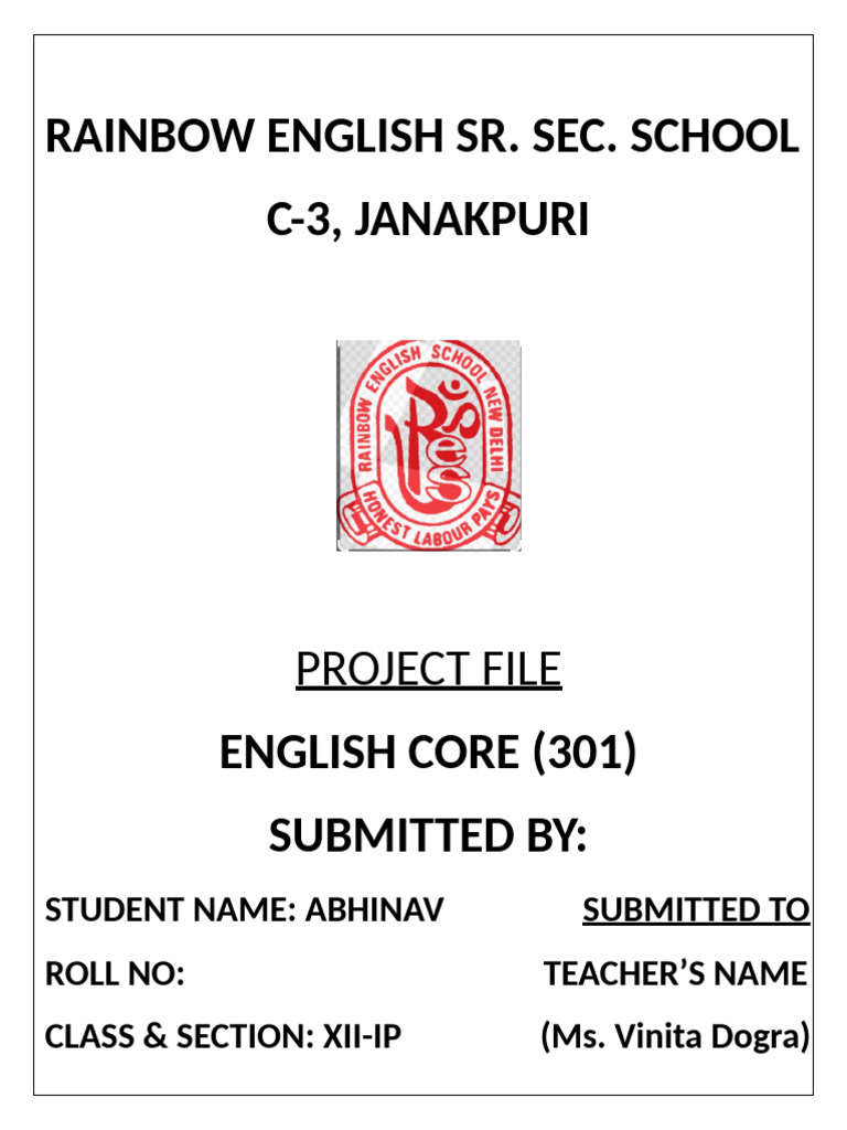 English Core Project by Abhinav | PDF