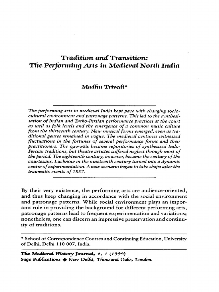 Medieval North Indian Performing Arts | PDF