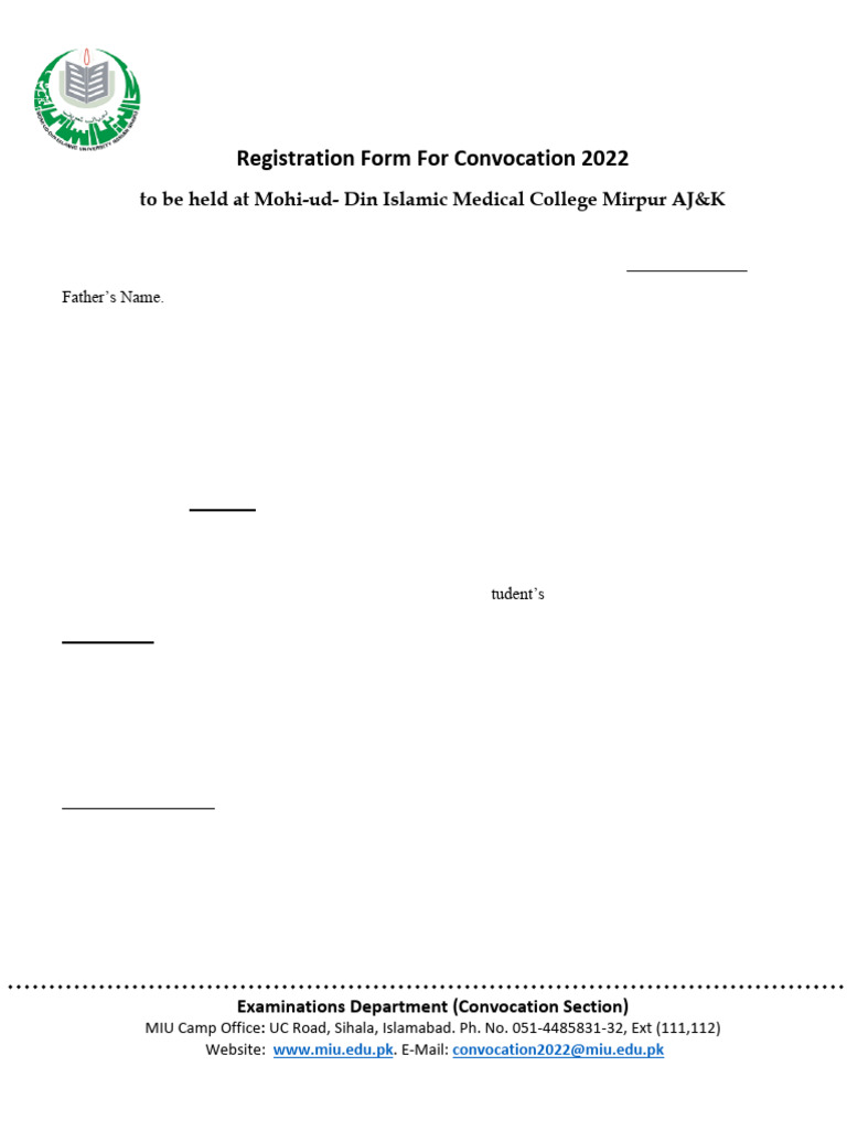 Convocation Reg. Form MBBS 2022 | PDF