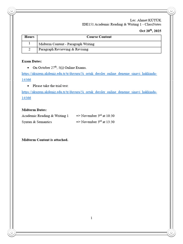 20102025 IDE151 ClassNotes | PDF
