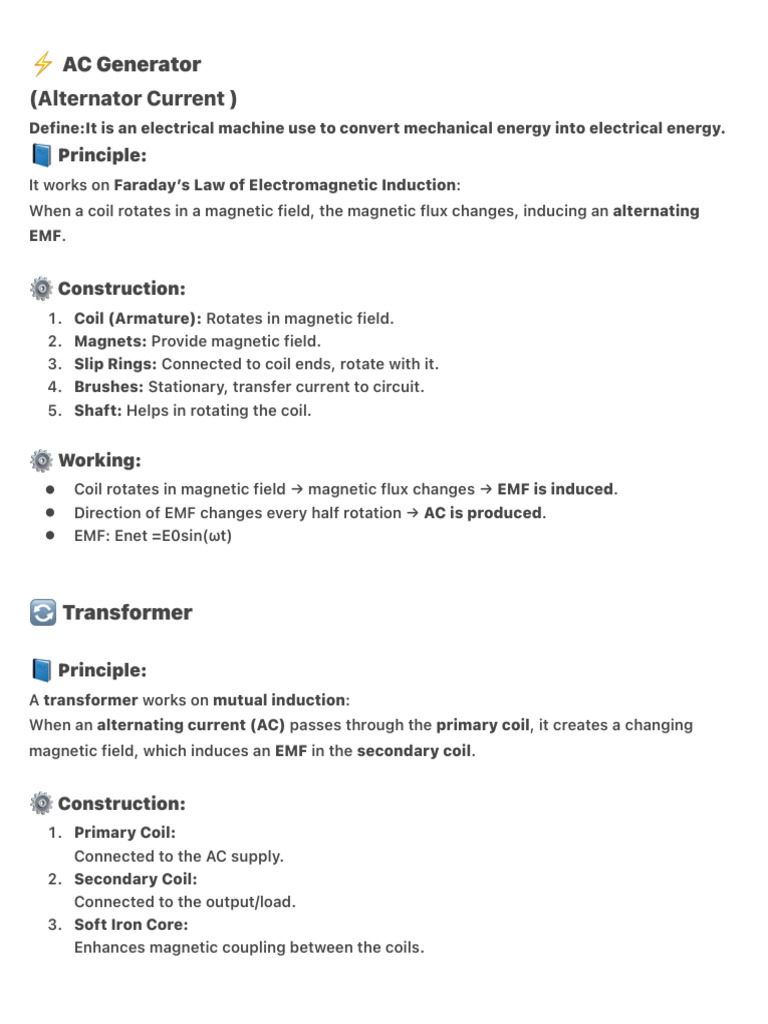 AC Generator and Transformer Overview | PDF