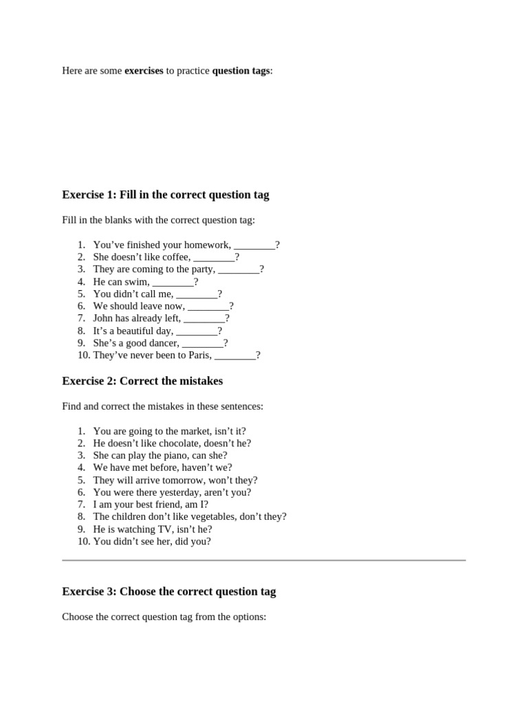 Exercises On Question Tags | PDF | Chess Openings | Chess Theory