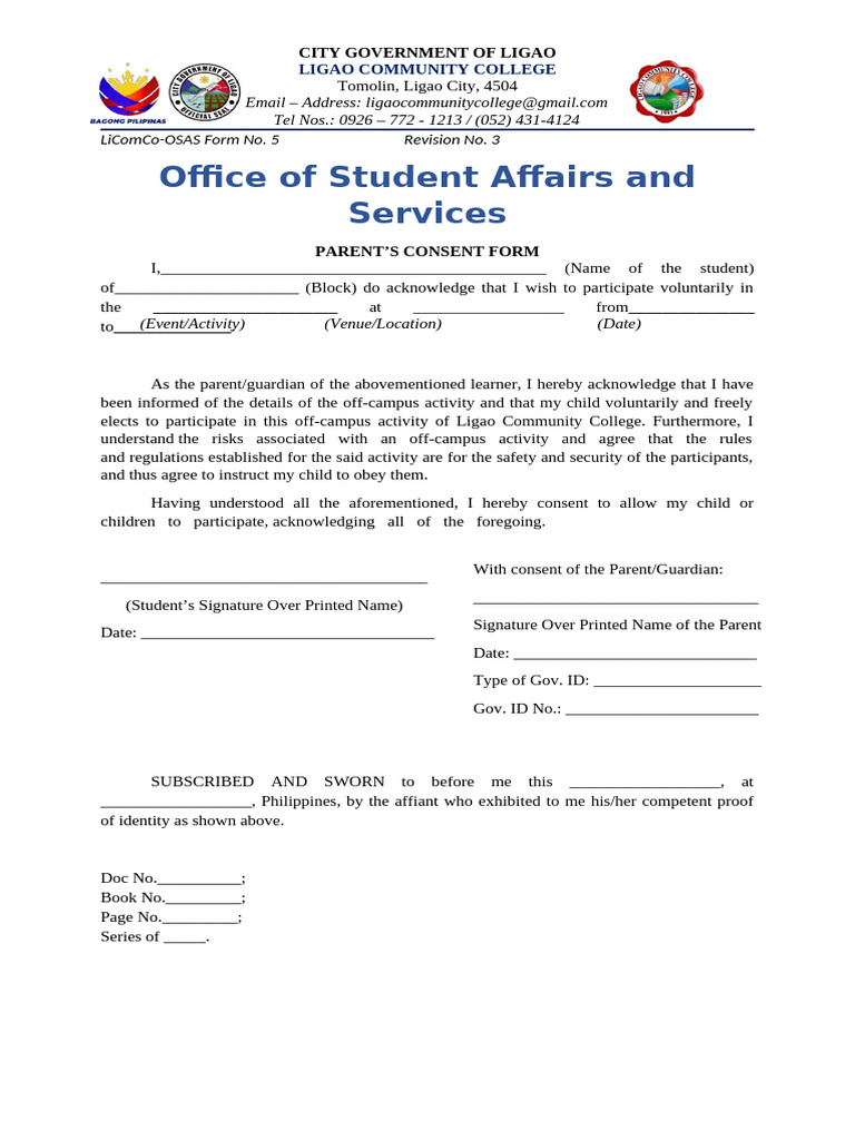 Parent's Consent Form for Activities | PDF
