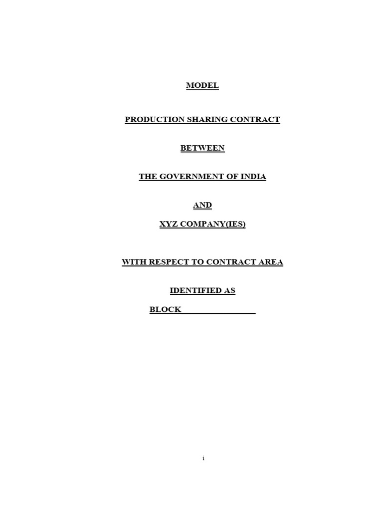 Model Production Sharing Contract India | PDF | Petroleum | Natural Gas