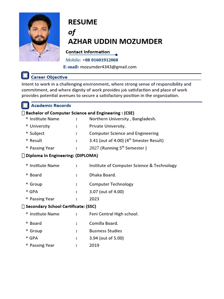 azhar cv | PDF | Bangladesh