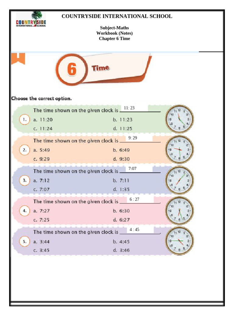 Maths Workbook: Understanding Time | PDF