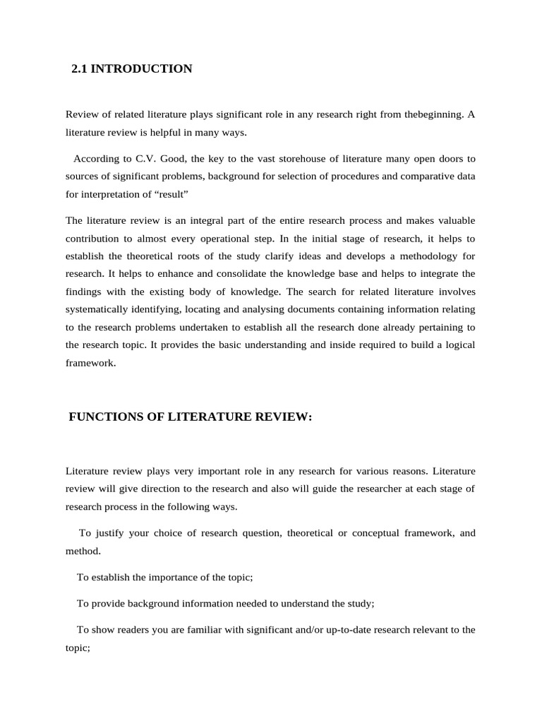 Importance of Literature Review in Research | PDF | Self Esteem ...