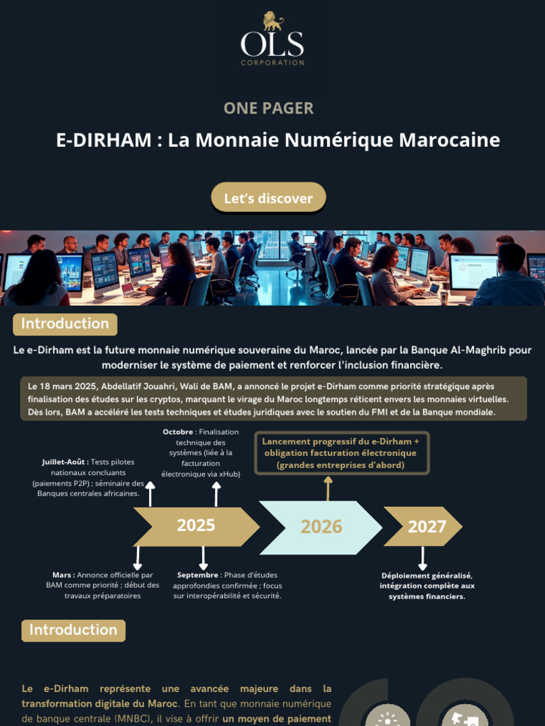 Lancement du e-Dirham : Monnaie Numérique Marocaine | PDF