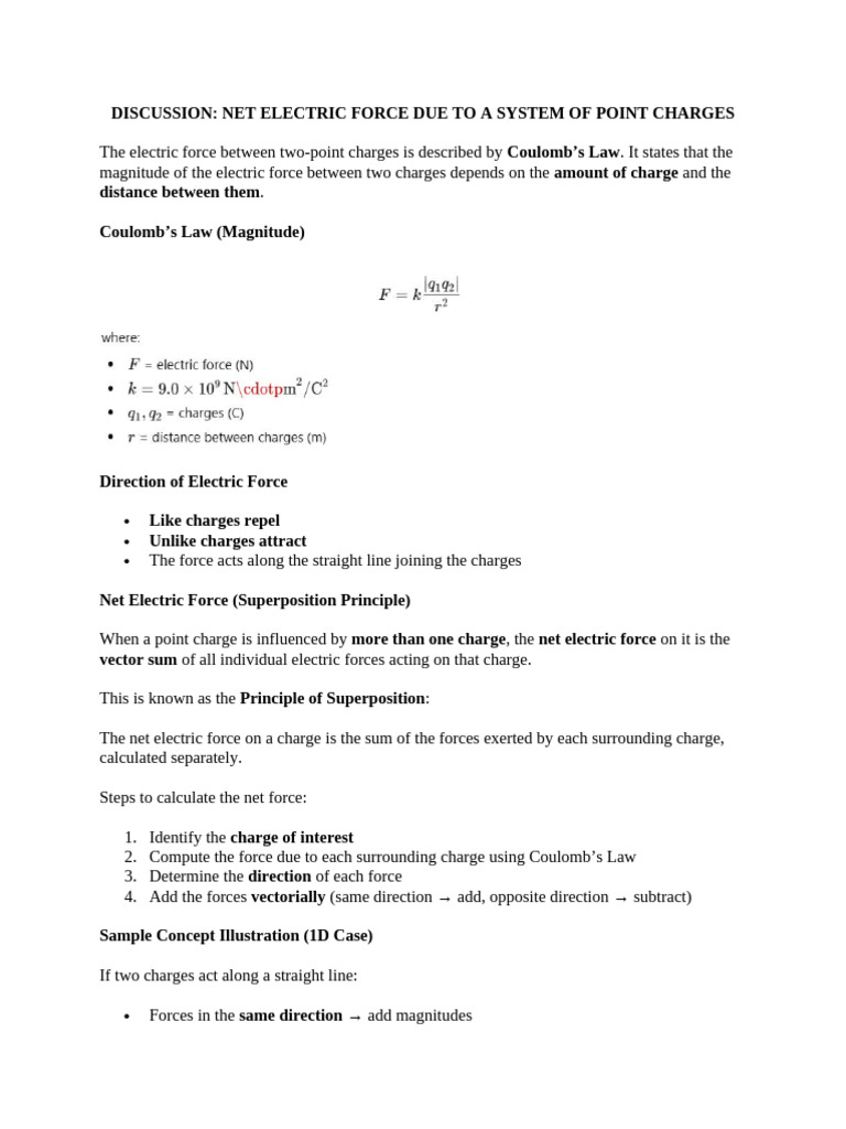 Net Electric Force from Point Charges | PDF