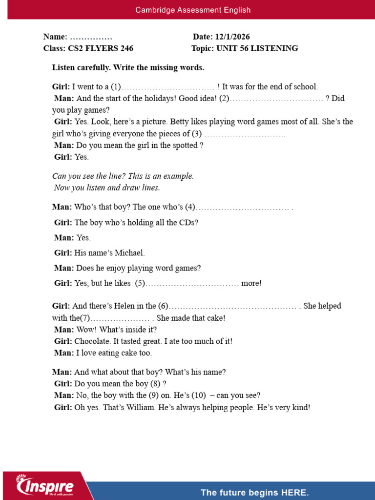 14.1 Flyers Practice Unit 55.Docx | PDF
