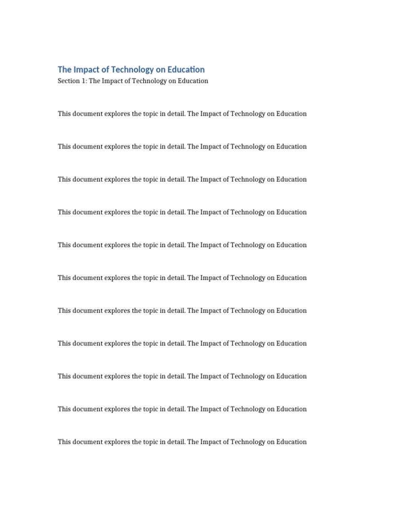 Word File 5 the Impact of Technology on Education | PDF