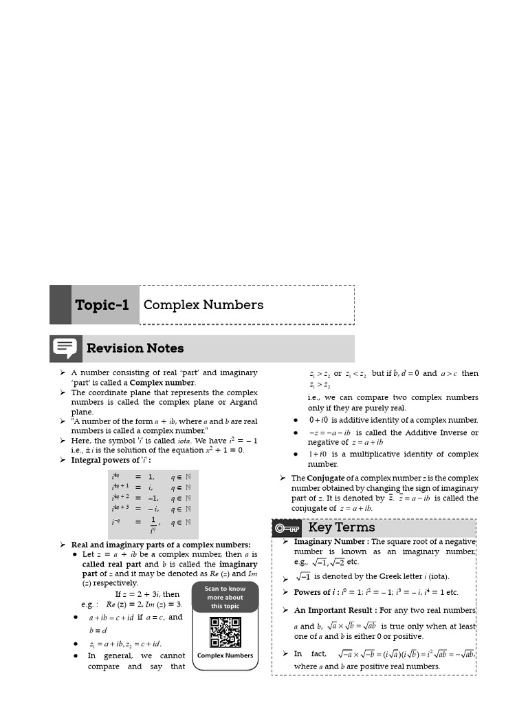 Complex Numbers and Quadratic Equations | PDF | Complex Number ...