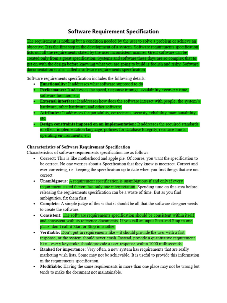 Essential Software Requirements Specification | PDF | Specification ...
