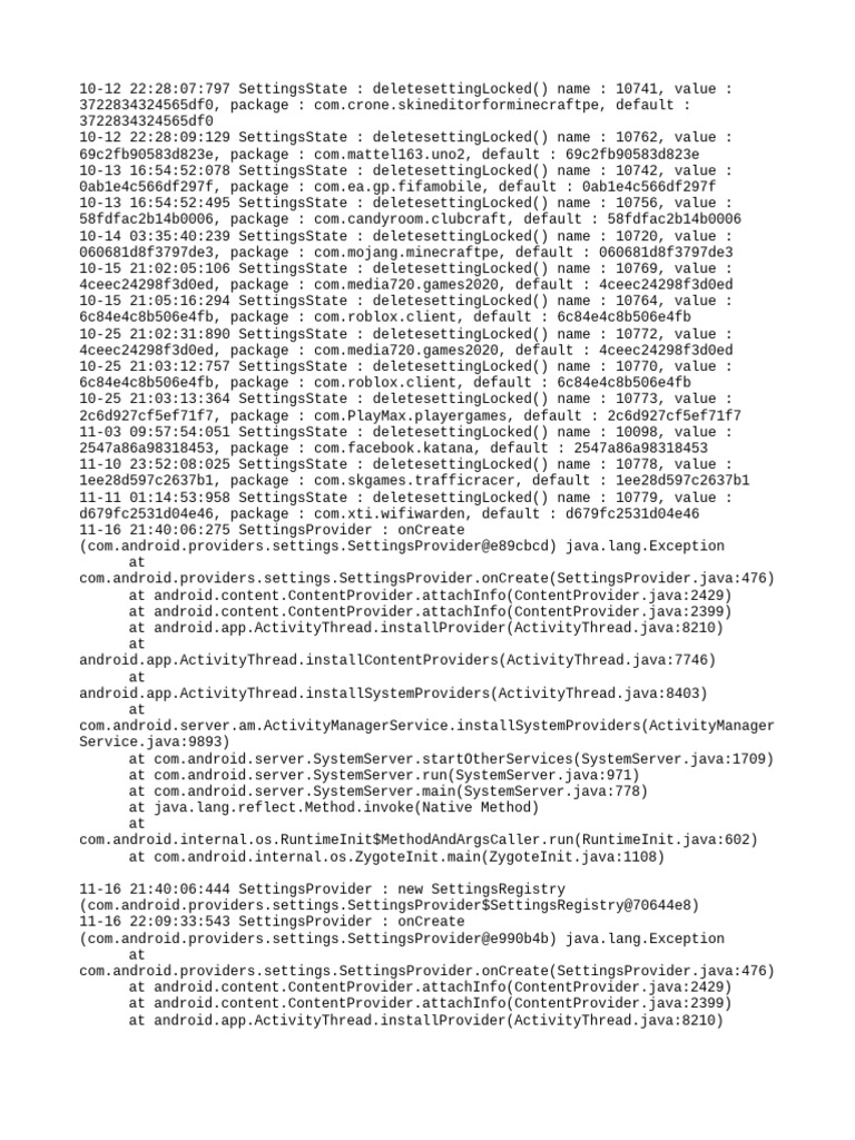 Settings Provider | PDF | Java (Programming Language) | Computer ...