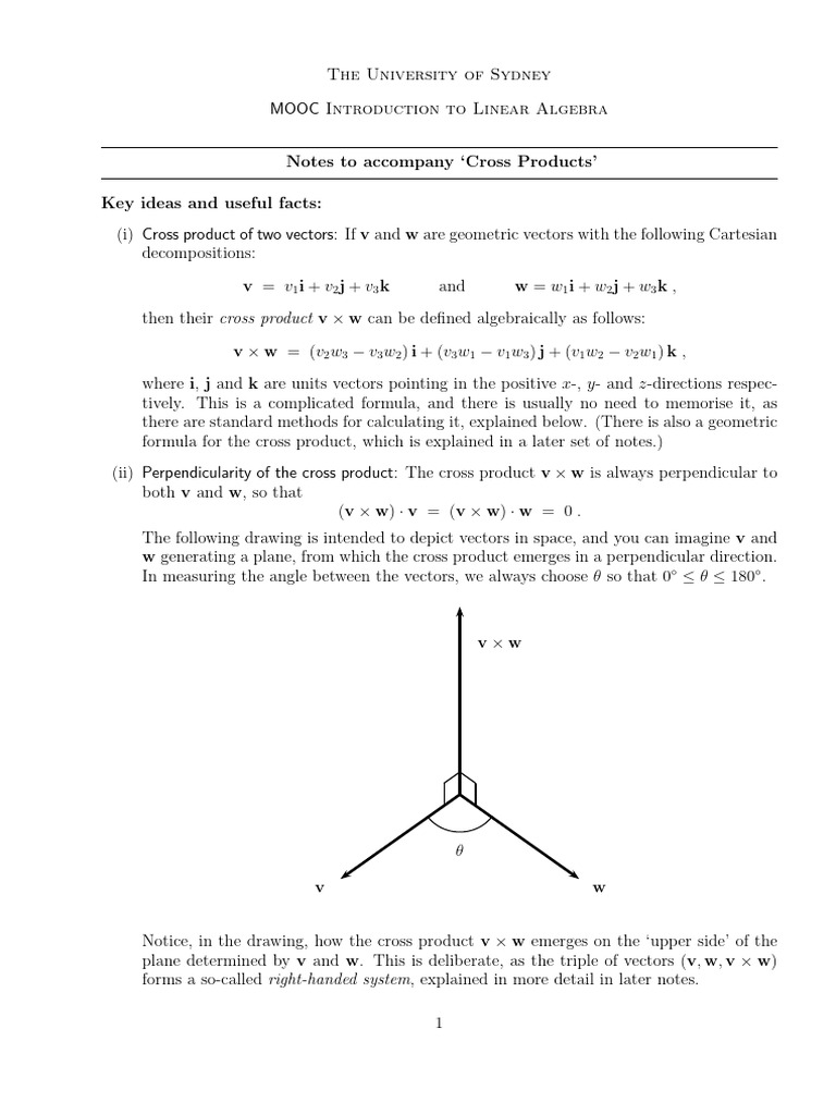 Cross Product of Vectors Explained | PDF | Euclidean Vector | Scalar ...