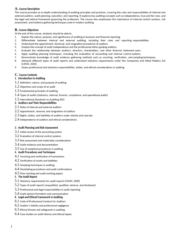 Auditing Principles and Practices Course | PDF | Audit | Internal Control