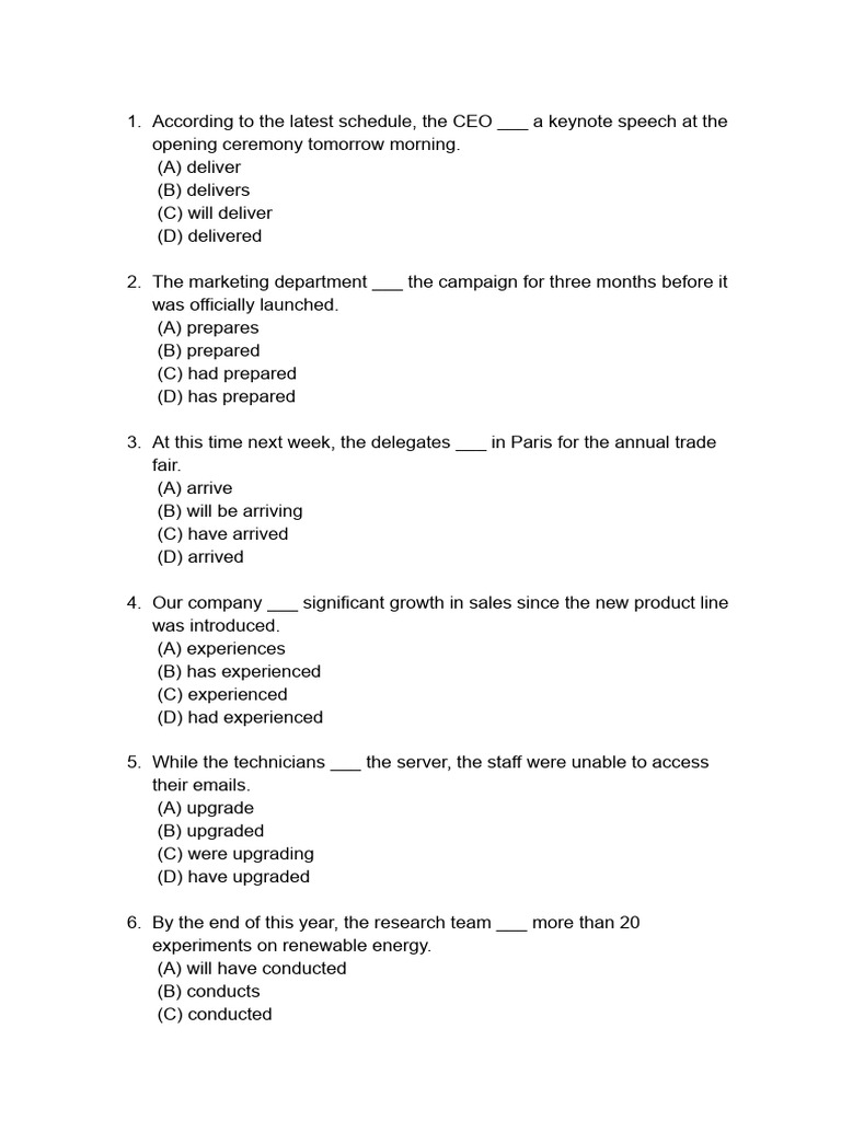 Business English Grammar Exercises | PDF