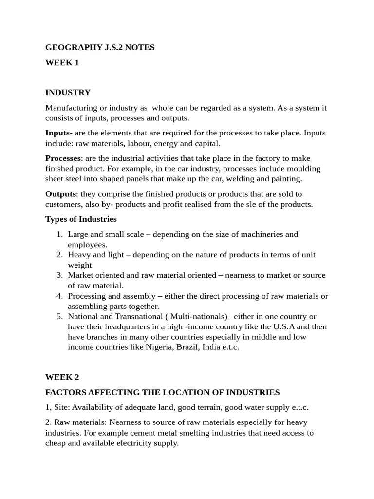 Geography J.S.2 Industry and Energy Notes | PDF | Climate Change | Soil