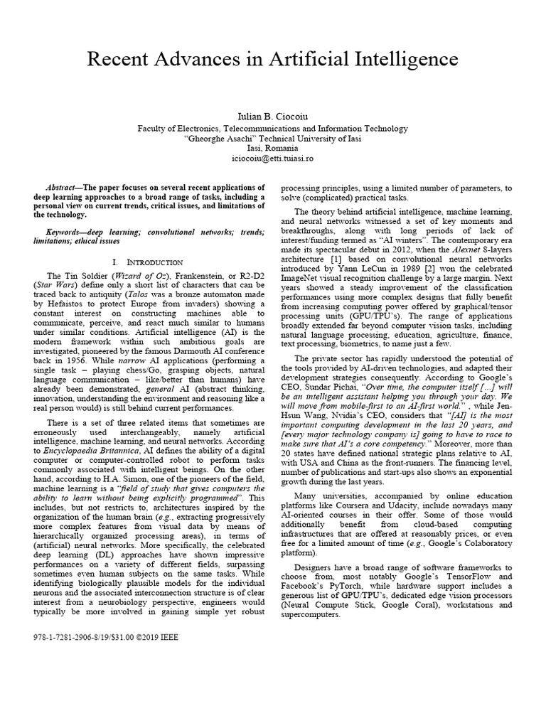 Recent Trends in Deep Learning AI | PDF | Artificial Intelligence ...