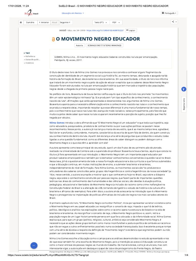 Movimento Negro e Educação no Brasil | PDF | Racismo | Discriminação e ...