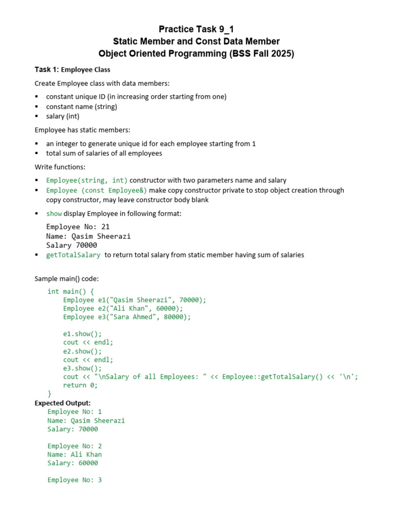 OOP Practice Tasks 9 1 | PDF