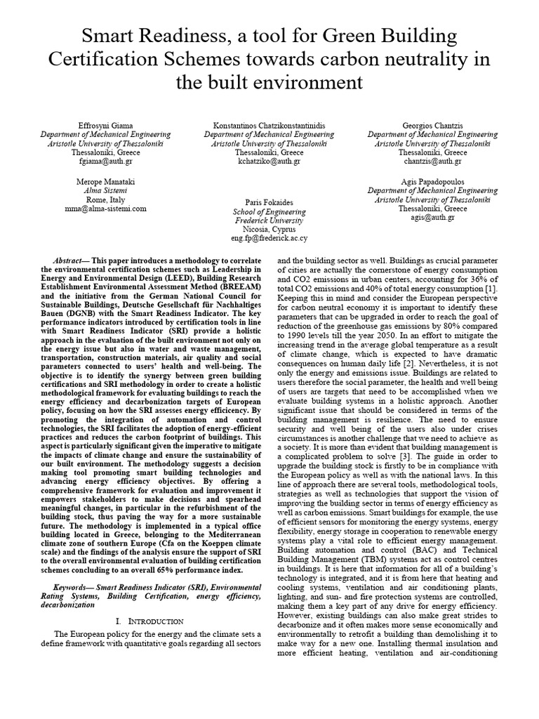 Smart Readiness for Green Building Certification | PDF | Green Building ...